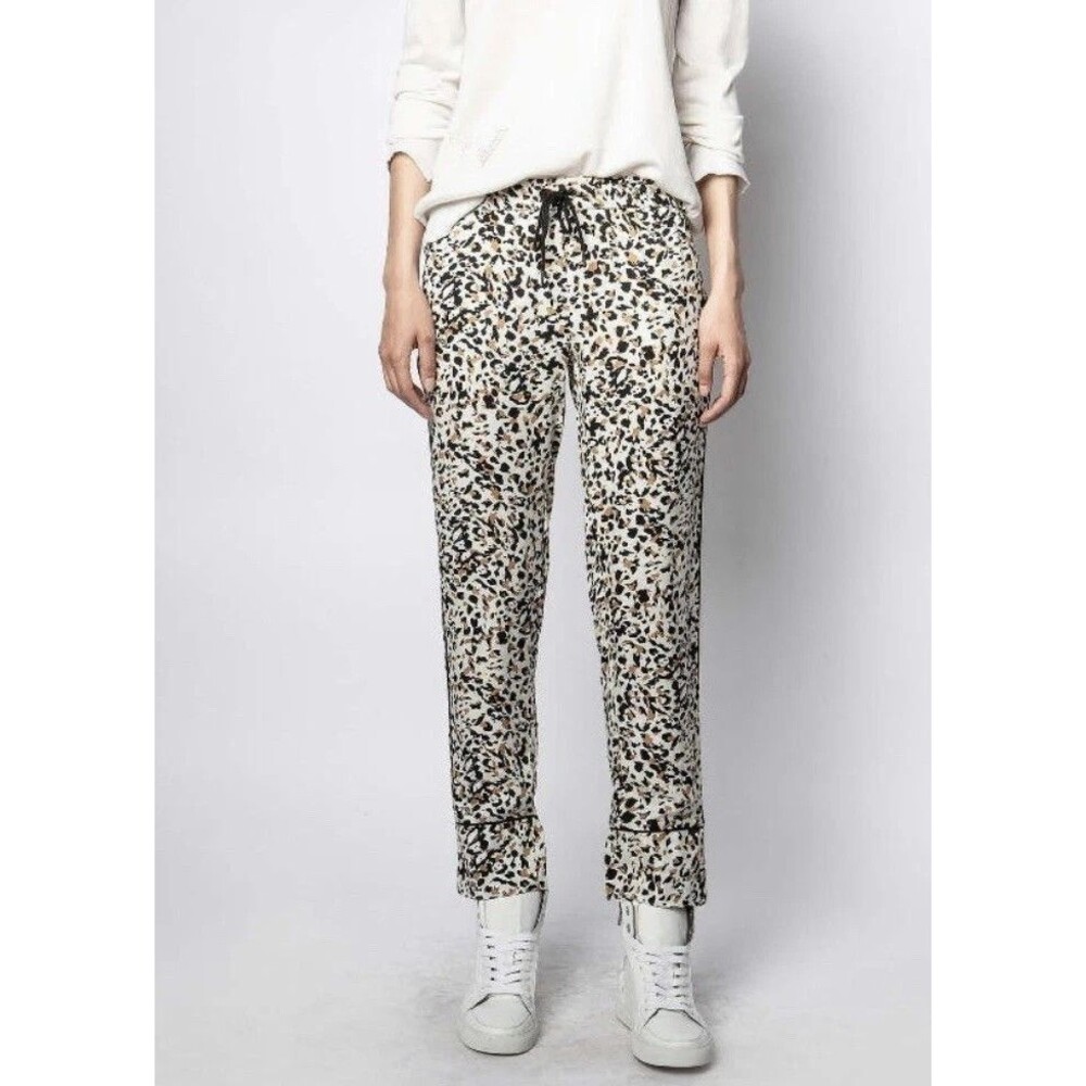 Zadig & Voltaire Parone Leo Pants Pull On Leopard Print Size EU 40 US Large